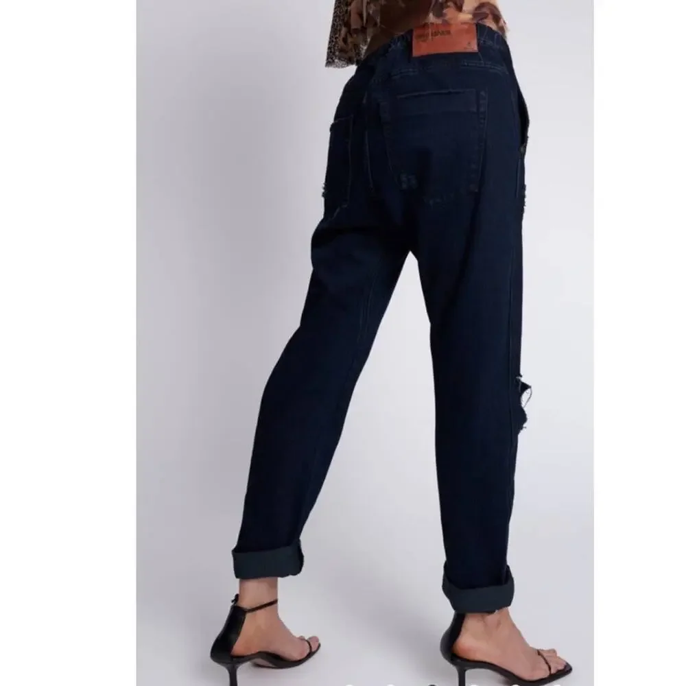 New Free People OneTeaspoon Shabbies Drawstring Boyfriend Jeans $138 SMALL